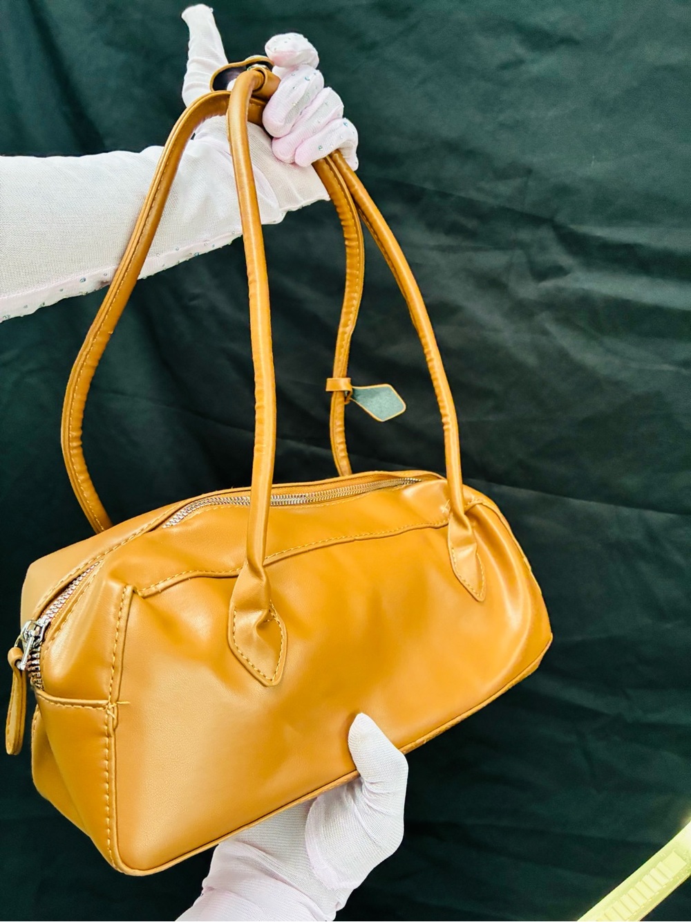 Women's Small Shoulder Bag in Mustard Yellow - Classic Leather Tote